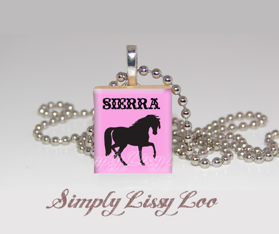 Horse Personalized Scrabble Tile Necklace 