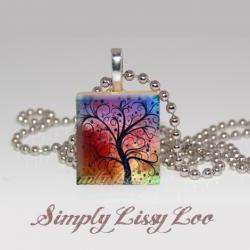 Color Tree Scrabble Tile Necklace 