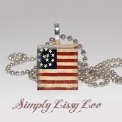American Flag scrabble Tile Necklace