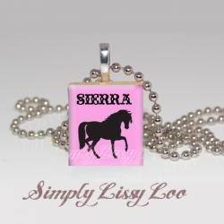 Horse Personalized Scrabble Tile Necklace 