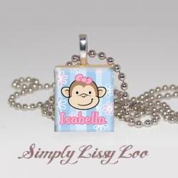 Monkey Personalized Scrabble Tile Necklace
