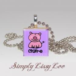 Little Piggy Personalized Scrabble Tile Necklace 