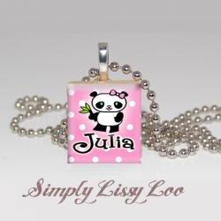 Little Panda Personalized Scrabble Tile Necklace